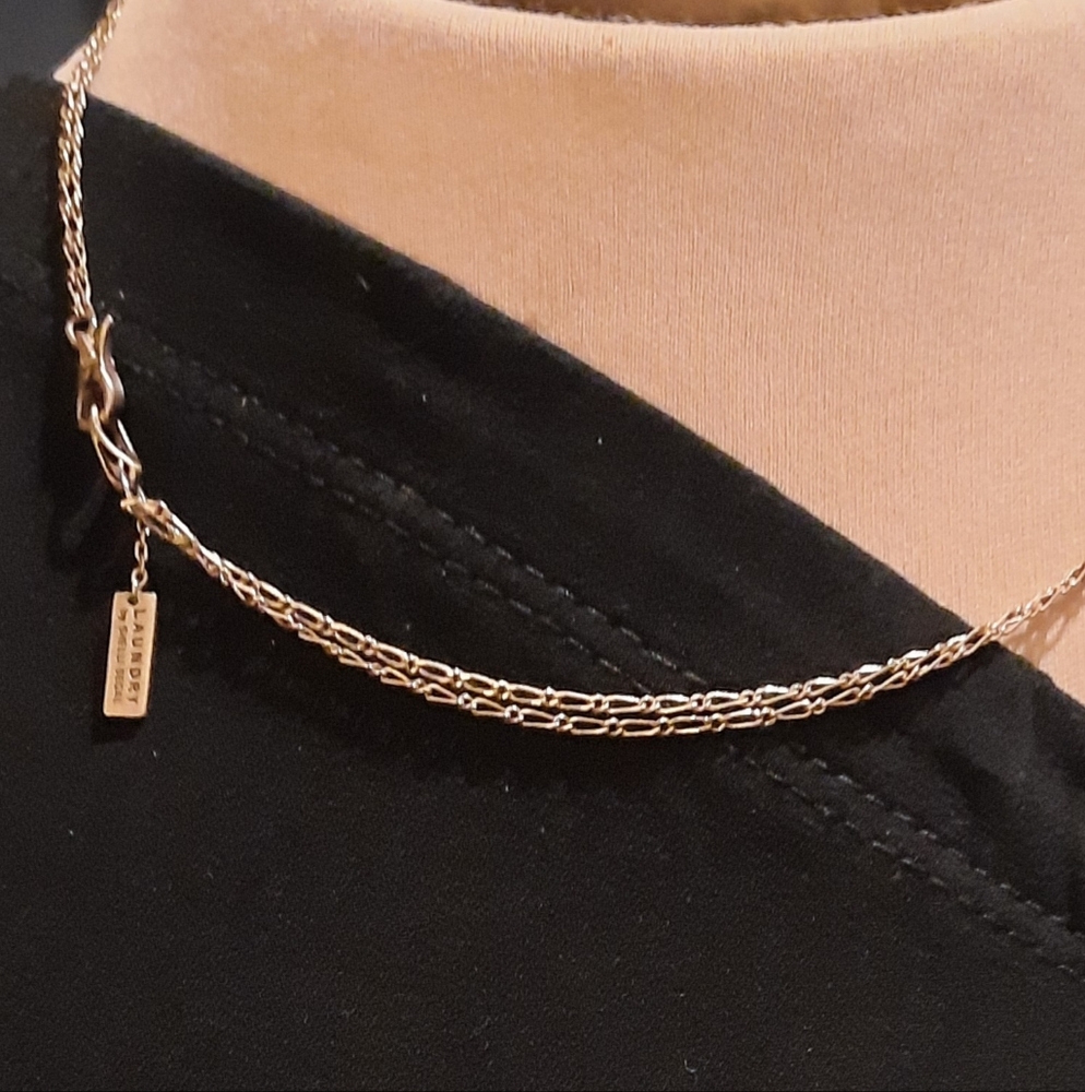 Laundry Shelli segal brand goldtone necklace signed double strand dainty chain